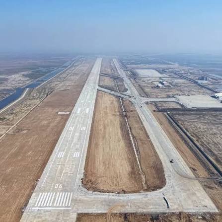 Aerial view of a major road infrastructure construction project in India
